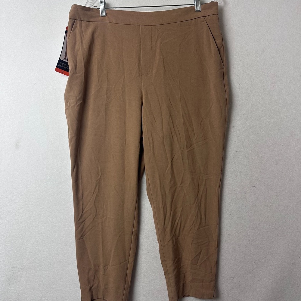 Banana Republic Womens Tapered Pull On Pant Brown Elastic Waist‎ 16 NWT 1588693